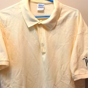 Men's yellow Gildan ultra cotton golf shirt